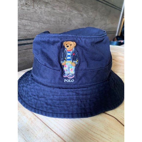 NWT Polo Ralph Lauren Men`s Polo Bear Chino Bucket Hat SMall /Medium S M